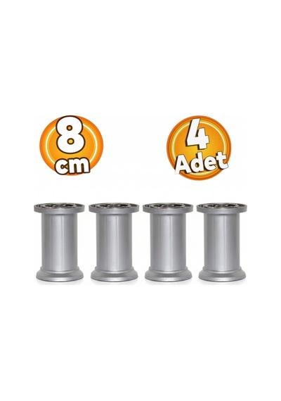Mobilya Kanepe Baza Koltuk Ayağı Gri Plastik 8 Cm 4 Adet Gri Diğer