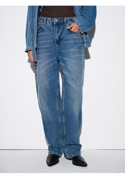 Dilvin 72070 %100 Pamuk Baggy Jean-mavi Mavi