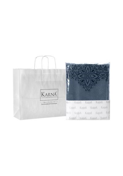 Pamuk Tekli Havlu Jakarlı Karna Home Klover - 70 X 140 Mavi