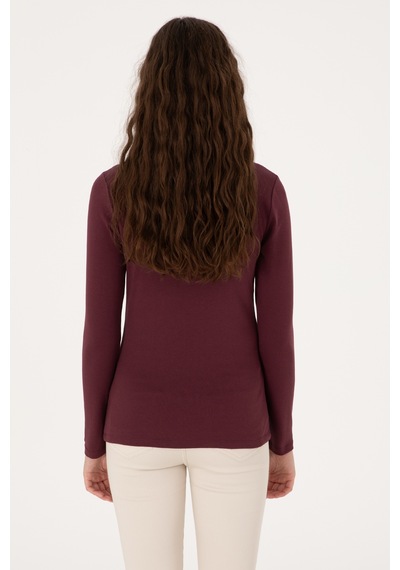 U.S. Polo Assn. Kadın Bordo Slim Bisiklet Yaka Basic Sweatshırt 50315419-VR177