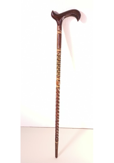 Ahşap Baston K-03 Gürgen Burgu Ve Baklava Kesimi Oymalı.