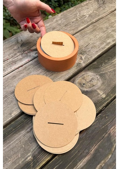 Mum Toz Kapakları 98mm Çap 35mm X 2 Mm Ahşap Fitil Boşluğu 50 Adet Kraft