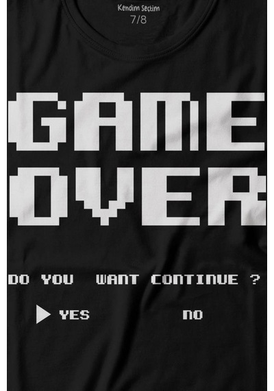 Kendim Seçtim Game Over Atari Retro Pixel Oyun Baskılı Tişört Çocuk T-shirt 001