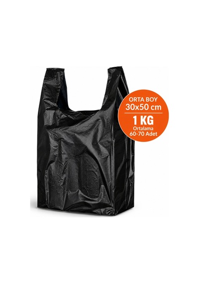 Siyah Atlet Market Manav Çöp Orta Boy Poşet 1 KG Dayanıklı Sızdırmaz Ev ve İş Yeri Çöp Torbası