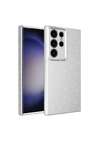 Galaxy S23 Ultra Kılıf Kamera Korumalı Simli Lüks Zore Koton Kapak-gri