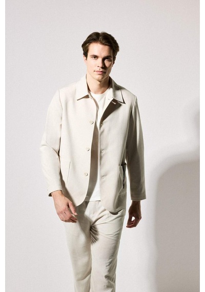 Defacto Regular Fıt Polo Yaka Yarım Astar Blazer Ceket G7591ax26smer22 Ekru-er22