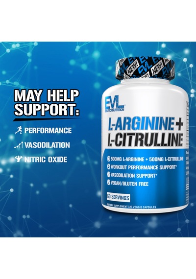 Evlution L-arginine + L-citrulline Nitrix Oxide 120 ...