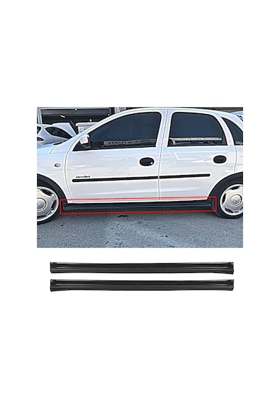 Opel Corsa C Yan Marşpiyel Seti Plastik 2 Adet Mat Siyah 2000 2001 2002 2003 2004 2005 2006 Karlık+ek+bodykit