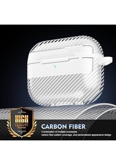 Airpods Pro 3. Nesil Uyumlu Karbon Fiber Hybrid Polymer Technology Premium Kulaklık Kılıfı Şeffaf