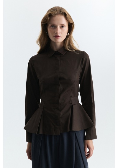 Antioch Peplum Poplin Gömlek Kahve
