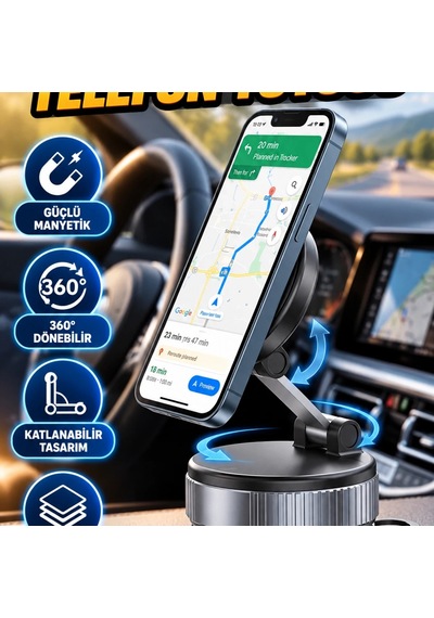 Katlanabilir Manyetik Araç İçi Telefon Tutucu 360 Döner Navigasyon Standı 44229965