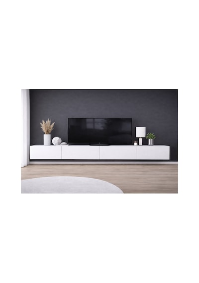 Mdf Livorno Tv Ünitesi - Mat Beyaz - 300 Cm Beyaz
