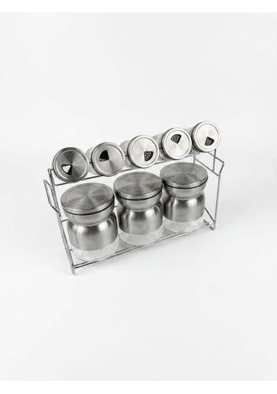 Modern Tasarım Metal Standlı Çok Amaçlı Baharat Takımı Şeffaf
