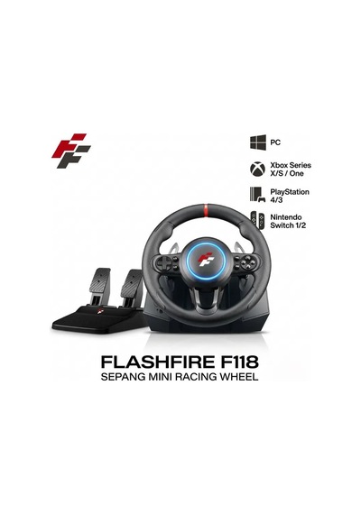 Flashfire F118 270 Titreşimli Yarış Direksiyon Seti Hall Sensör, Kulakçıklı Vites, 2 Pedallı Pc / Ps4 / Ps3 / Xbox Series X S / Switch Uyumlu