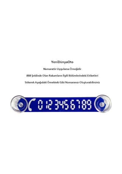 Cama Vantuzlu Oto Araç İçi Telefon Numaratör,telefon No Gösterici, Mavi-beyaz Ydnmr023