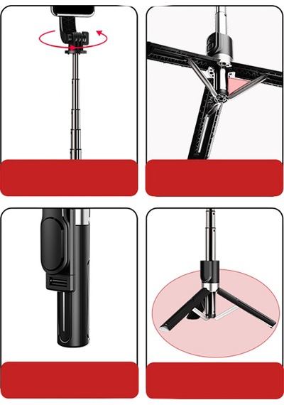 Jmary Kt-219 360 Derece Dönebilen Kablosuz Kumandalı Tripod Ve Selfie Çubuğu Siyah