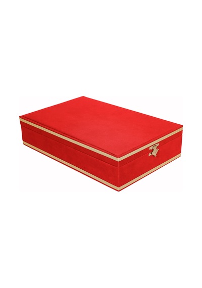 Kırmızı Kilitli Kadife Plaket Kutusu 24x16,5x7