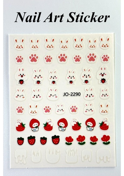 Nail Art Sticker Kendinden Yapışkanlı, Tırnak Süsleme, Tırnak Dövmesi Stikır 2290 Kırmızı-2290