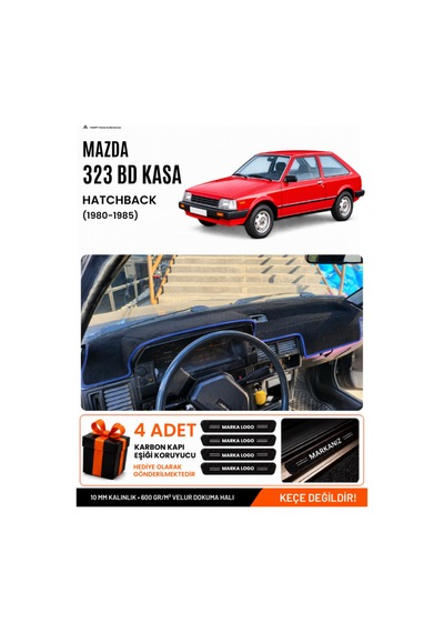 Mazda 323 Bd Eski Kasa 1980-1985 Uyumlu Torpido Örtüsü, Torpido Kılıfı - Siyah Mavi