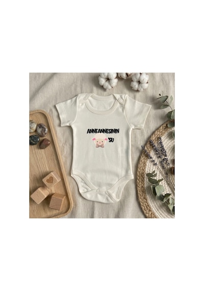 Babysena Anneannesinin Kuzusu Baskılı Kısa Kollu Kız/erkek Bebek Body 0-3 Yaş Beyaz