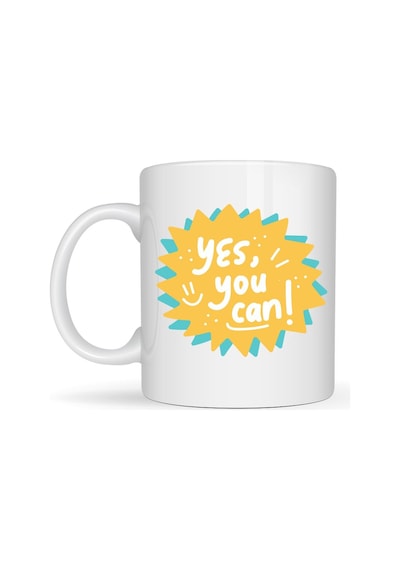 Yes You Can Motivasyon Kupası Model 131, Pozitif Mesajlı Porselen Kupa, İlham Veren Tasarım, Ofis &
