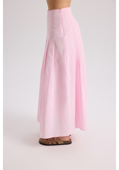 Mai Collection Mai Studios Co. Sera Pile Detay Pembe Uzun Etek Pembe