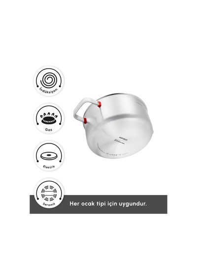 Karaca Powersteel 316+ 3ply Artemis İndüksiyon Tabanlı 8 Parça Çelik Tencere Seti Gümüş