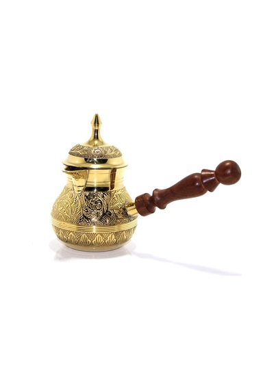 Pirinç Cezve 6'' İnc Kahve Pişirici Mutfak Aracı Geleneksel Eşya Çok Renkli