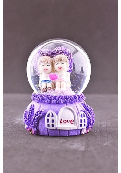 Sevgiliye Aşkımsın Temalı Mini Boy Lila Kar Küresi 6,5 Cm Boy (548382461)