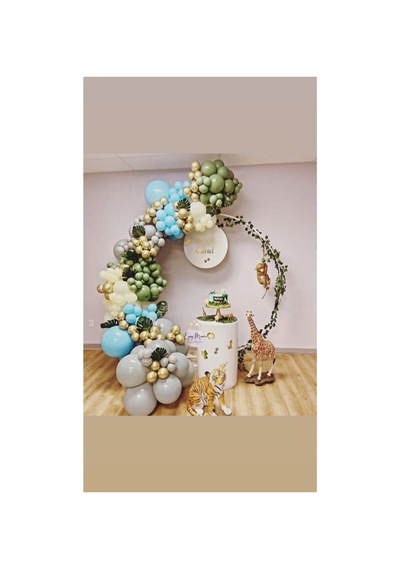 Krom Gold Küf Yeşili Gri Makaron Mavi Ve Sarı Balon Zinciri 100 Adet Mix