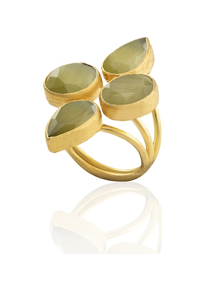 Kadir Jewellery 22 Ayar Altın Kaplama Zirkon Taşlı Kadın Vintage Yüzük Yeşil 12502029