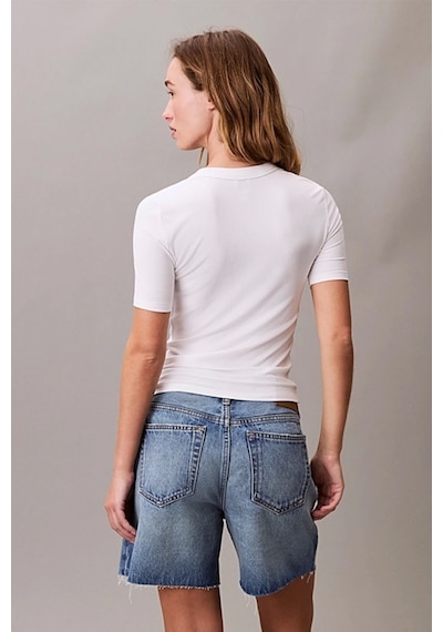 Calvin Klein Jeans Kadın Modal Fitilli Beyaz T-shirt Lv044c901g-yaa Beyaz