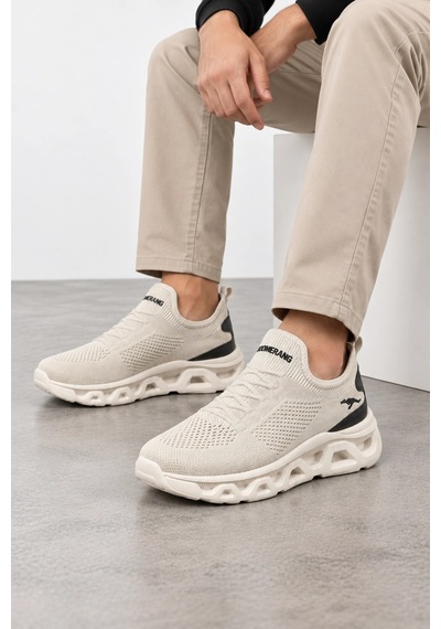 Ht Hotin Bonita Erkek Bağcıksız Triko Günlük Sneaker Ayakkabı - Bej