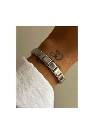 Yazısız İtalyan Bileklik Silver Charm Uyumlu Gümüş