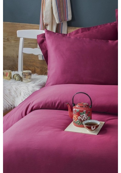 Simply Bordo 210 Tc 83 Tel Pamuk Saten Nevresim Takımı Aile Seti Bordo