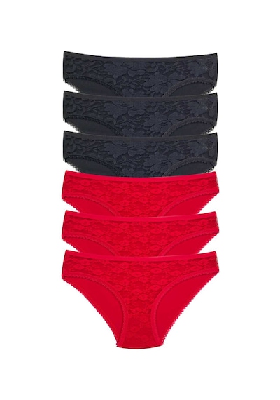 Royaleks 6 Adet Önü Dantelli Transparan Kadın Slip Külot S21 RYL-AKDNDT6031 Çok Renkli
