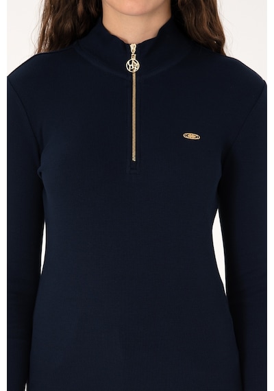 U.S. Polo Assn. Kadın Lacivert Fermuarlı Dik Yaka Sweatshirt 50313564-VR033