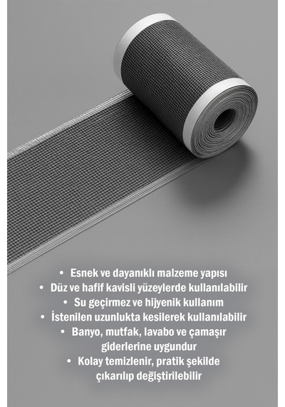 4 Metre Kendinden Yapışkanlı Yeni Nesil Gider Filtresi Rulosu Banyo Ve Mutfak Saç Ve Atık Süzgeci Diğer