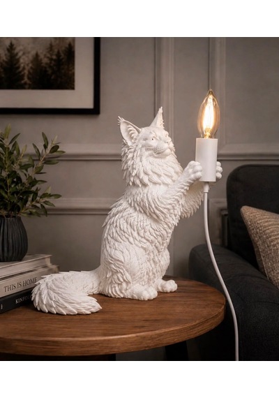 3dlab 3d Lab Siyah Kedi Figürlü Premium Dekoratif Masa Lambası Beyaz