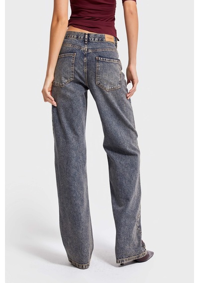 Itsbasic Kadın T.kot Rengi 4w5-9 Loose Fit Egzotik Çiçek Nakışlı İç Boy 80cm Özel Tasarım Denim Jean