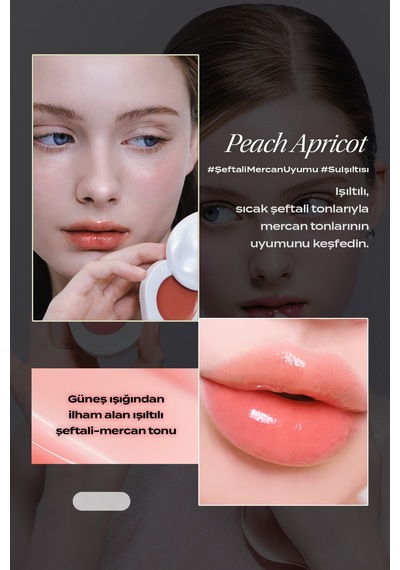 Nemlendirici Parlak Bitişli Renkli Dudak Balmı Objet By Kundal Dew Drop Lip Glaze Balm Peach Apricot