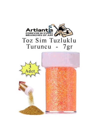 Turuncu Toz Sim Tuzluklu 7 Gr 3 Adet Renkli Toz Sim Epoksi Reçine Okul Etkinlik Dekarasyon Slime