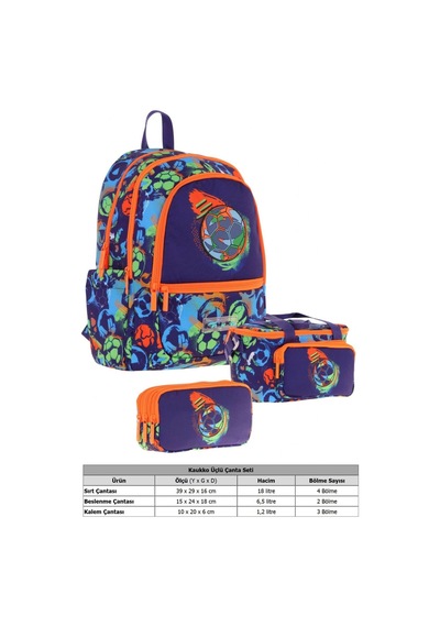 Kaukko Kids Üçlü Erkek Çocuk İlkokul Okul Çantası Seti L5269+l7269+l8269 Lacivert Turuncu - Futbol Topu Baskılı Lacivert - Turuncu Kaukko Kids Üçlü Erkek Çocuk İlkokul Okul Çantası Seti L5269+l7269+l8269 Lacivert Turuncu - Futbol Topu Baskılı Lacivert - Turuncu