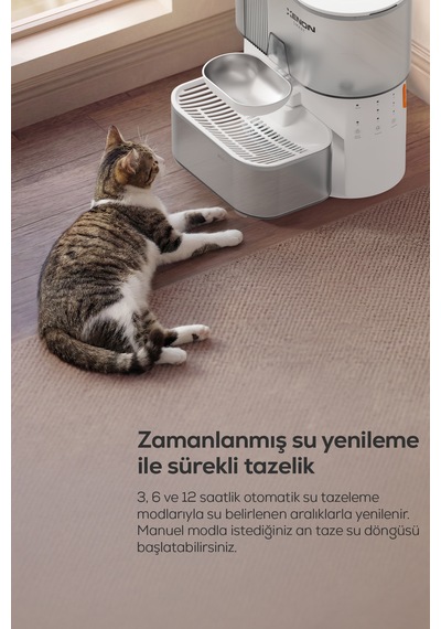Kedi Su Pınarı Otomatik, 3l, 2000 Mah, Taze Su Döngüsü, Çelik Kase X8659