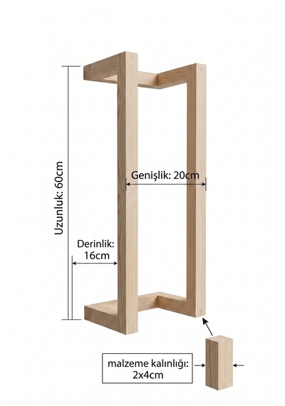 Nest Woodtr Doğal Masif Ham Ahşap Havluluk Dekoratif Banyo Rafı - Banyo Havlu Düzenleyici 60x20cm 1 Adet