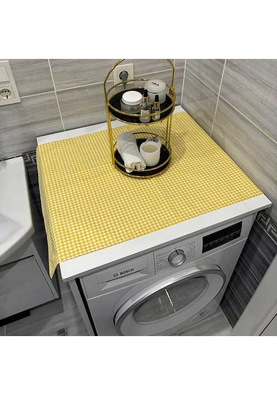 Laundry Duck Keten Su Geçirmez Ve Kirlenmez Çamaşır Makinesi - Buzdolabı - Bulaşık Makinesi Örtüsü Açık Sarı