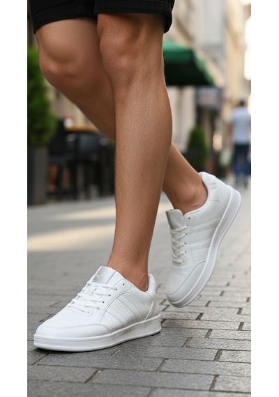 Fore Sport Erkek Günlük Yürüyüş Spor Ayakkabı Suni Deri, Hafif, Rahat, Darbe Emici Sneaker Beyaz