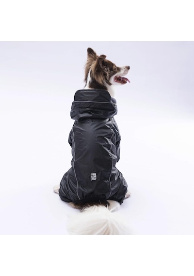 Siyah Muson Köpek Tulum Yağmurluğu Köpek Yağmurluk Köpek Kıyafeti Köpek Elbisesi