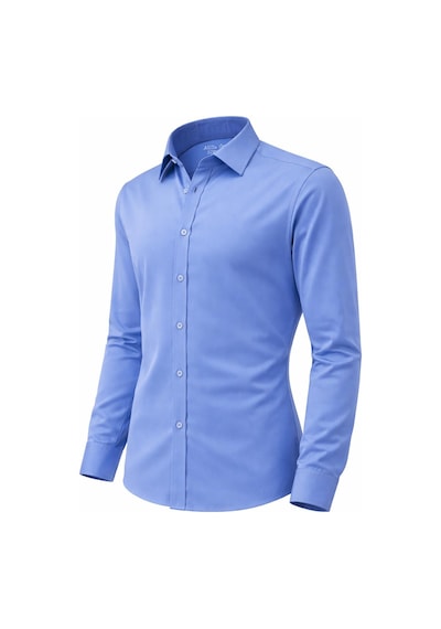 Atilla Özer Slim Fit Pamuk Saten Uzun Kol Erkek Gömlek - 7533 Mavi