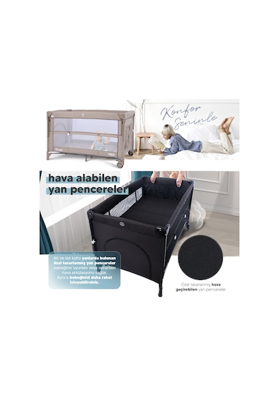 Huggy Napp 6in1 Anne Yanı Park Yatak Oyun Parkı + Yatak 70x120